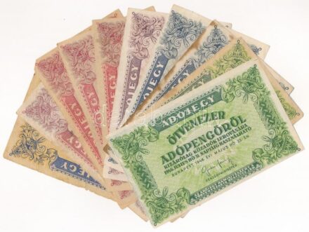 1946. 50.000AP - 10.000.000AP (10x), közte több kl, fordított címerrel és változatokkal T:I--III