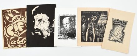 5 db klf ex libris és kisgrafika (Fery Antal, Gáborjáni Szabó Károly, Várkonyi Károly)