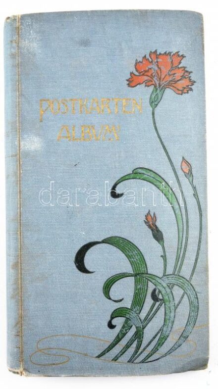 Postkarten Album - Nagy régi szecessziós képeslap album összesen 332 férőhellyel, pár szakadással / Art Nouveau postcard album for 332 postcards, with some tears (22 x 40 cm)