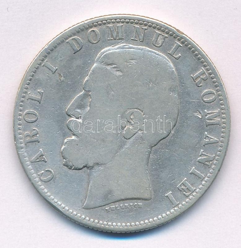 Románia 1880B 5L Ag 'I. Károly' T:3 ph. Romania 1880B 5 Lei Ag 'Carol I' C:F edge error Krause KM#12