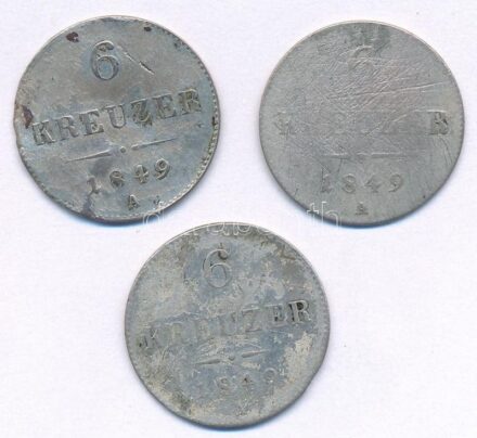 Ausztria 1849A 6kr Ag T:3 patina Austria 1849A 6 Kreuzer Ag C:F Krause KM#2200