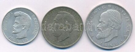1948. 5Ft Ag 'Petőfi' + 10Ft Ag 'Széchenyi' + 20Ft Ag 'Táncsics' 'Szabadságharc sor' T:2 patina, kis ph Adamo EM1, EM2, EM3