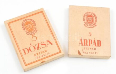 2 db bontatlan doboz Árpád és Dózsa márkanevű szivarok, 1960 körül