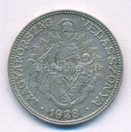 1938. 2P Ag 'Madonna' T:2-,3 karc Adamo P7