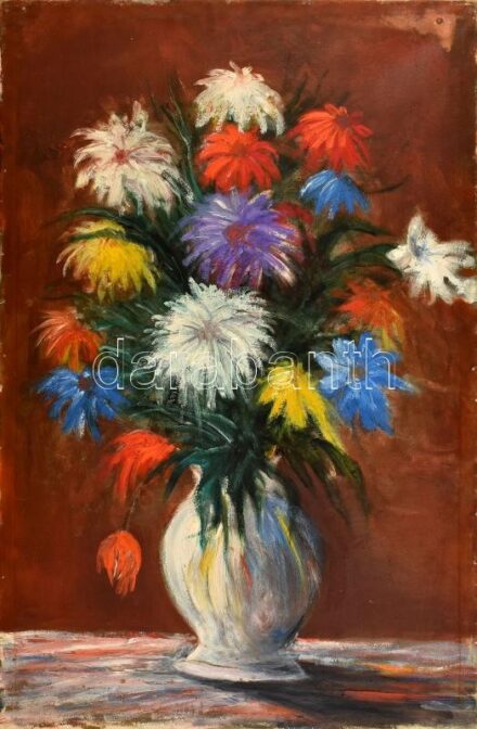 Jelzés nélkül: Csendélet. Olaj, vászon. 80x50 cm