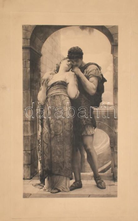 Frederick Leighton (1830-1896) festménye után: Szerelmesek (Wedded), 1882. Fotogravűr, papír, jelzett a fotogravűrön. Apró sérülésekkel. 57,5x32 cm