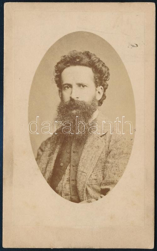 Hans Makart (1840-1884) osztrák festő, keményhátú fotó, 10,5×6,5 cm