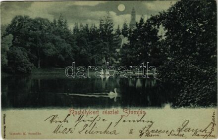 1900 Stomfa, Stampfen, Stupava; Kastélykert este. Wetschl K. / castle park at night