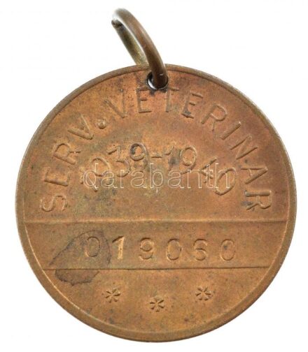 Románia 1939-1940. 'Állatorvosi Szolgálat / Bukaresti Városháza' Br érem (kutyabárca?) T:2