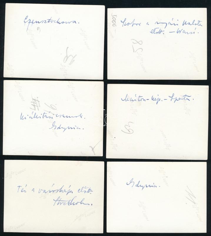 cca 1930-1940 Lengyel cserkész Jamboree-n résztvevő magyarok felvételei, az egyik képen Márton Lajos kiállított munkája, 6 db hátoldalán feliratozott fotó, 8,5x6 cm - Image 2