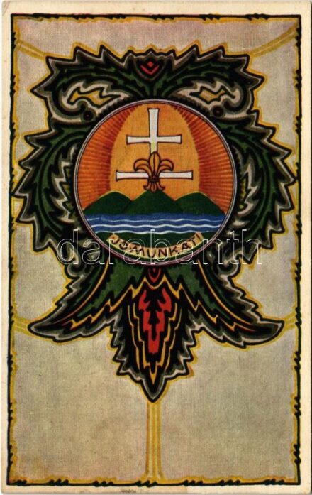 Jó munkát! Budapesti 25. Szent Imre cserkészcsapat / Hungarian boy scout art postcard s: Megyer Meyer Attila + 'Emlékünnepség és kiállítás Kölcsey születésének 150. évfordulóján 1940. XII. 7. Budapest' So. Stpl. (fa)
