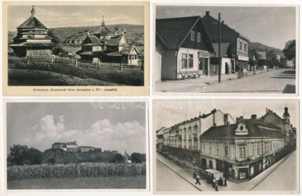 8 db RÉGI kárpátaljai képeslap: Ungvár, Rahó, Terebesfejérpatak, Kőrösmező, Aknaszlatina, Huszt / 8 pre-1945 Transcarpathian postcards: Uzhorod, Rakhiv, Dilove, Yasinia, Solotvyno, Khust