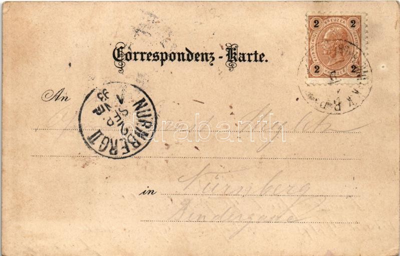 1893 (Vorläufer!!!) Rauris, Gruss aus der Kitzloch-Klamm. Meteorolog. Station a. d. Sonnblick. Lesk. u. Schwidernoch Art Nouveau, floral, litho (EK) - Image 2