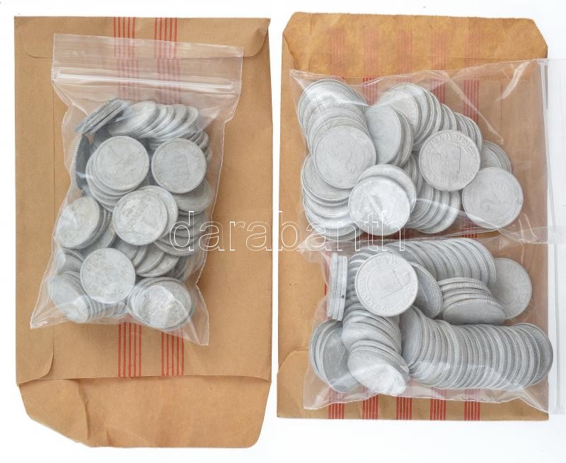 1941-1944. 1P Al (104db) + 2P Al (103db) 'Országos Takarékpénztár - 20 és 50 Forint' papírzacskókban, a zacskók bélyegzés nélkül T:vegyes
