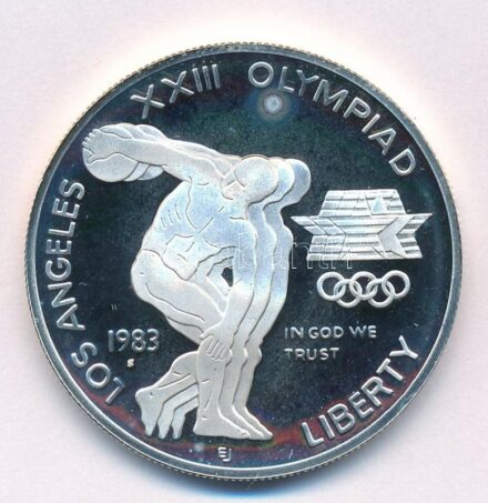 Amerikai Egyesült Államok 1983S 1$ Ag 'XXIII. Nyári Olimpiai Játékok, Los Angeles' T:PP fo. USA 1983S 1 Dollar Ag 'Los Angeles XXIII Olympiad' C:PP spotted Krause KM#209