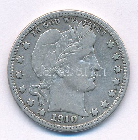 Amerikai Egyesült Államok 1910. 1/4$ Ag 'Barber Quarter' T:2-,3 USA 1910. 1/4 Dollar Ag 'Barber Quarter' C:VF,F Krause KM#114