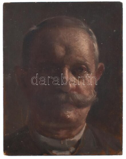 Steiner Rezső, della Pietra, Rudolf (1854-1945): A soproni festő önarcképe, olaj, farost, 18×14 cm