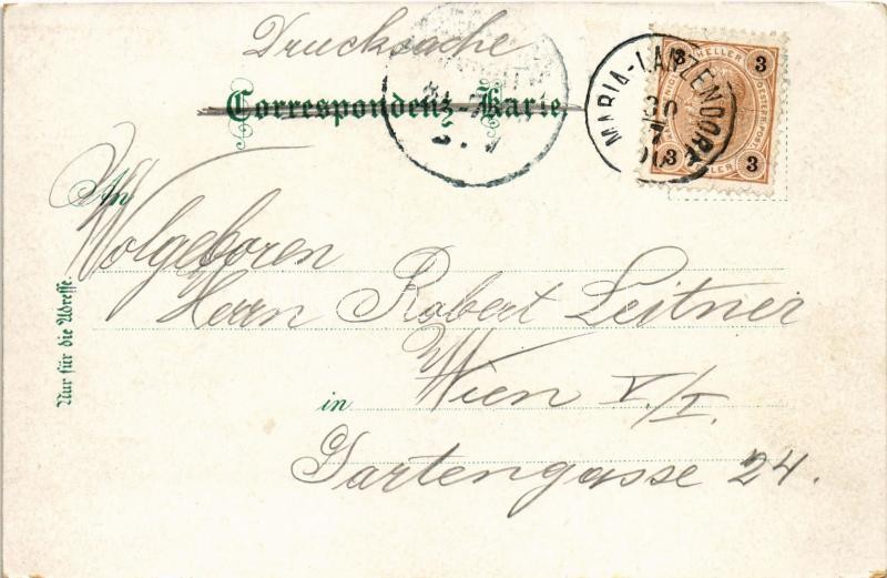 1900 Maria Lanzendorf, Kirche, Calvarienberg, Inneres der Kirche, Ortsstrasse / pilgrimage church, calvary hill, street view. Julius Zagler Art Nouveau, floral, litho (EK) - Image 2