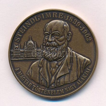 Csóka Zsuzsa (1962-) 2002. 'Steindl Imre 1839-1902 - A magyar történelem nagy alakjai' kétoldalas Br emlékérem kapszulában (42,5mm) T:1