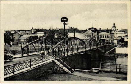 1938 Ungvár, Uzshorod, Uzhhorod, Uzhorod; híd / most / bridge, automobile + '1938 Ungvár visszatért' So. Stpl
