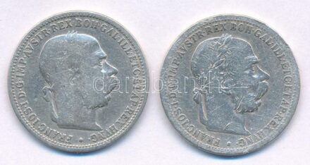 Ausztria 1893-1901. 1K Ag 'Ferenc József' (2xklf) T:2-,3 Austria 1893-1901. 1 Corona (2xdiff) C:VF,F Krause KM#2804,2820