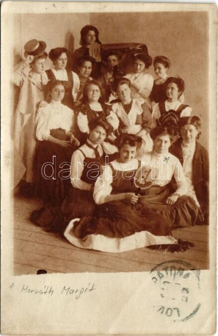 1910 Szabadka, Subotica; Horváth Margit levele a bentlakásos leány iskolából, csoportkép / girl boarding school, group photo (fl)