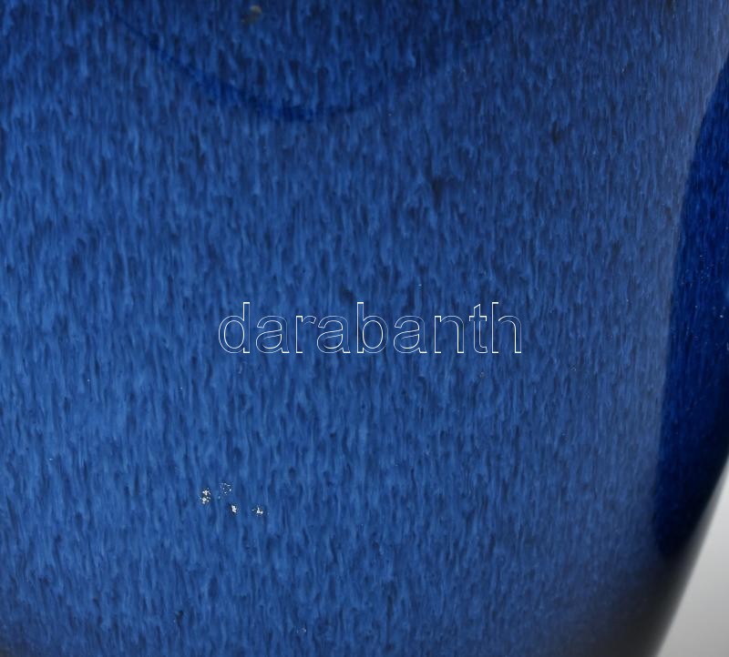 2 db sötétkék mázas retró kerámia váza. Jelzett, az egyiken apró lepattanás, m: 22-23 cm - Image 2