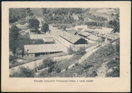 cca 1915 Az erdélyi kincstári aranyzúzó Verespatak-Torkán, nyomtatvány, 1922-ben képeslapként megírva, jó állapotban