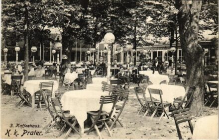 1911 Wien, Vienna, Bécs II. K.k. Prater, Garten in Pertl's Grand Etablissement, 3. Kaffeehaus / cafe garden