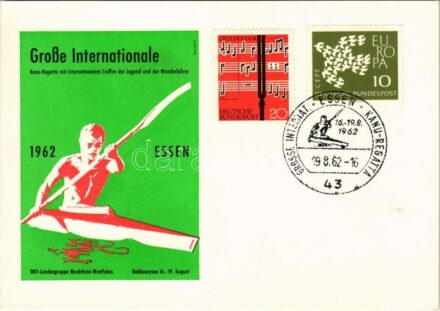 Große Internationale Kanu-Regatta mit internationalem Treffen der Jugend und der Wanderfahrer 1962 Essen / International Canoe Regatta 1962 Essen + So. Stpl.