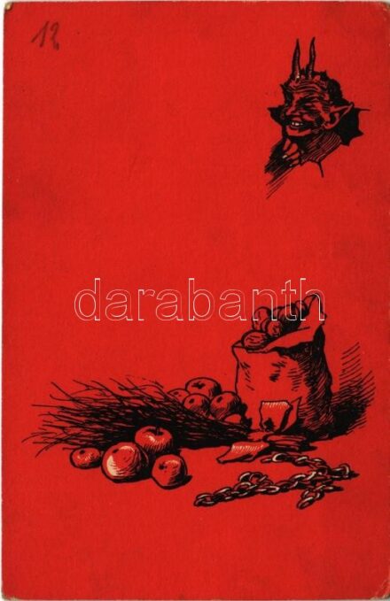Krampusz üdvözlőlap / Krampus greeting. B.K.W.I. 3204-6. (Rb)