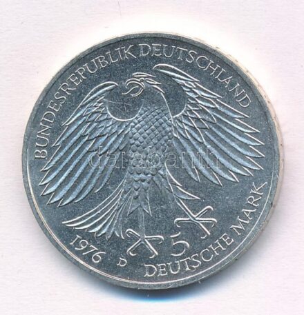 NSZK 1976D 5M Ag 'Grimmelhausen halálának 300. évfordulója' T:1,1- FRG 1976D 5 Mark Ag '300th Anniversary - Death of Grimmelhausen' C:UNC,AU Krause KM#144