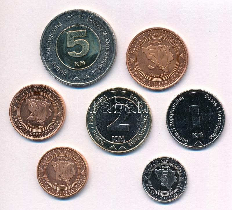 Bosznia és Hercegovina 2002-2007. 5f-5KM (7xklf) T:UNC Bosnia and Herzegovina 2002-2007. 5 Feninga - 5 Konvertible Marka (7xdiff) C:UNC