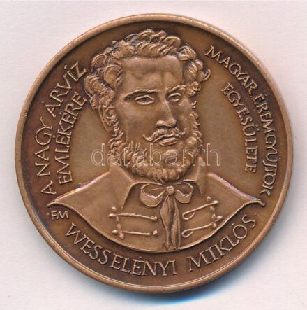 Fritz Mihály (1947-) 1988. 'Wesselényi Miklós - A nagy árvíz emlékére / Pesti árvíz 1838' kétoldalas Br emlékérem (42,5mm) T:1- patina Adamo BP26