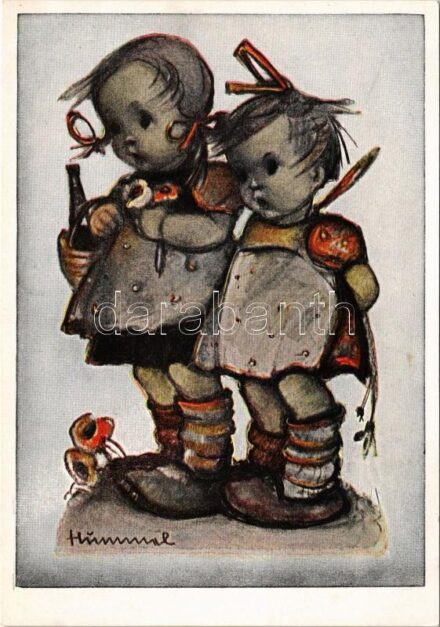 Gratulanten II. Aus dem 'Hummel-Buch' Emil Fink-Künstlerpostkarte Nr. 208. / Children art postcard s: Hummel
