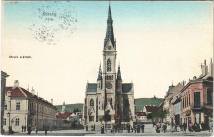 1910 Kőszeg, Fő tér, Strucz szálloda, templom
