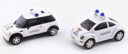 2db játék műanyag rendőrautó, magyar hanggal, villog, működik, h: 14 cm