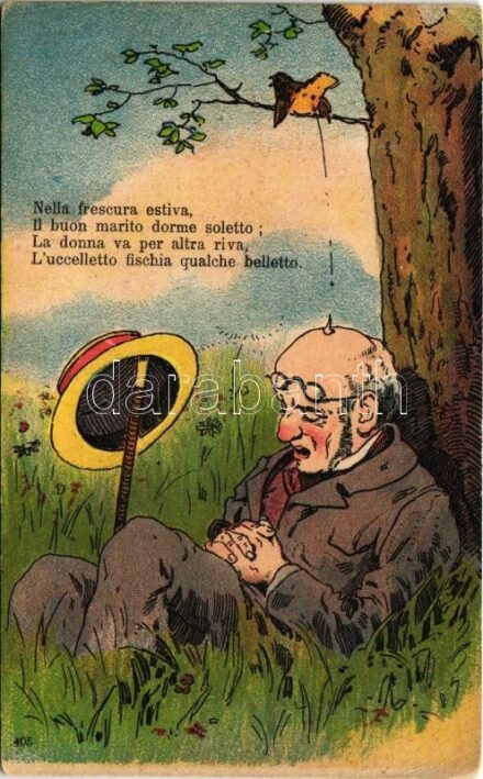 Nella frescura estiva... / In the summer... humour. litho (EK)