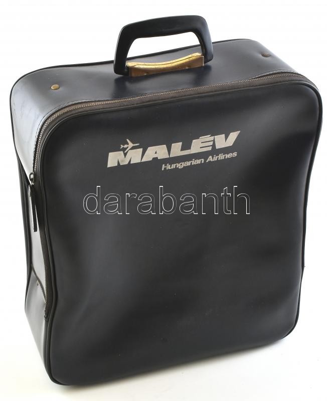 MALÉV Hungarian Airlines retró reklám bőrönd, műbőr, 41x36x13,5 cm
