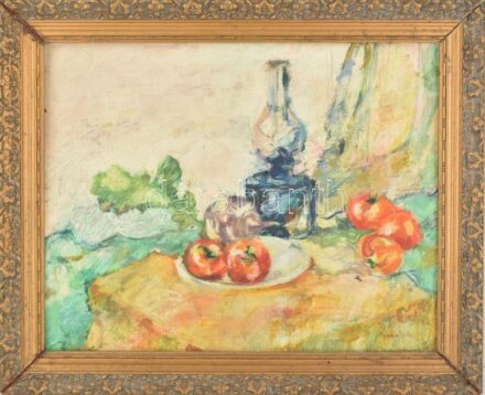 Fényes A jelzéssel: Csendélet. Olaj, farost. Dekoratív fakeretben. 47x60 cm