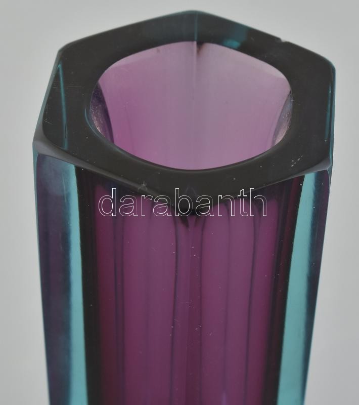 Muránói lapra csiszolt sommerso váza, kis kopásnyomokkal, minimális csorbával, m: 12,5 cm - Image 2