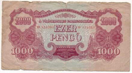 1944. 1000P 'A Vörös Hadsereg Parancsnoksága' 'TP 824263' T:III-,IV Adamo P48