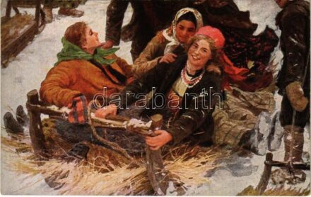 Tolle fahrt / Téli sport, szánkózás / Winter sport, gay ride, sledding. T.S.N. R.M. No. 288.