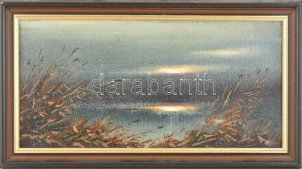 Tóth Gábor (1967-): Hajnal. Olaj, vászon, jelezve jobbra lent, hátoldalán címkén feliratozott. Dekoratív fakeretben, 30x60 cm