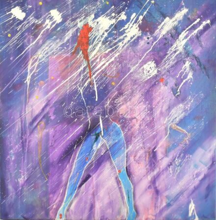 Jelzés nélkül: Alak. Vegyes technika, vászon. 80×80 cm