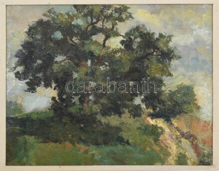 Olvashatatlan jelzéssel: Zöldellő táj. Olaj, karton. 33,5×43 cm