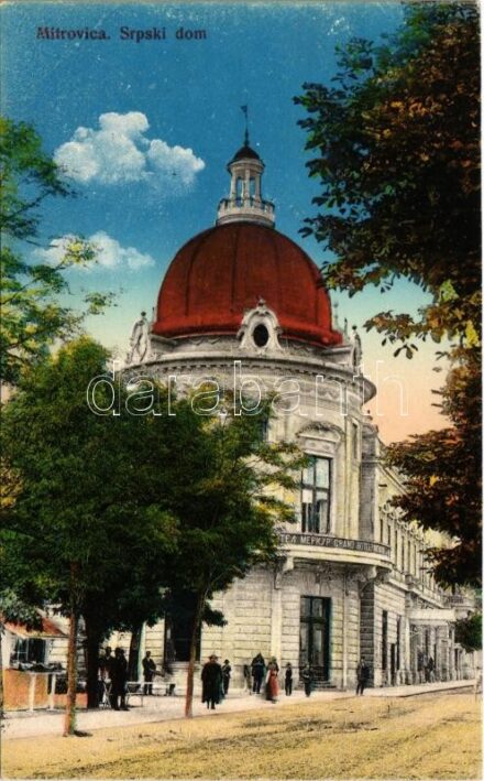 Szávaszentdemeter, Mitrovice, Mitrovitz an der Save, Sremska Mitrovica; Szerb ház, Grand Hotel Merkur. Jovan Mihajlovits kiadása / Srpski Dom / Serbian villa, hotel