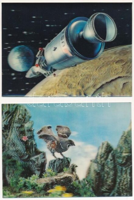 4 db MODERN 3D dimenziós motívum képeslap / 4 modern dimensional (3D) motive postcards