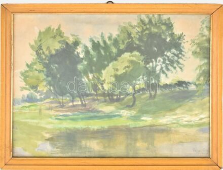 Sárosi Ödön (1885-1950): Buda, Hűvösvölgy környéki táj. Akvarell, papír. Jelzett. Üvegezett, kissé sérült fakeretben. 35x45 cm