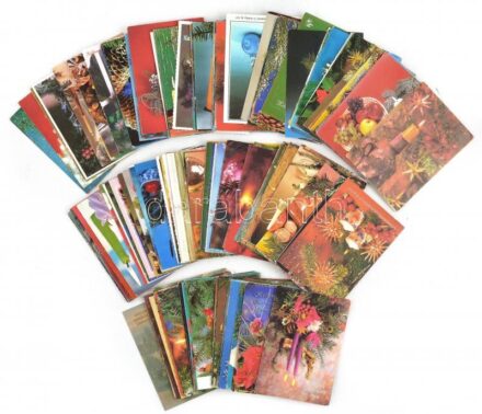 Kb. 200 db MODERN gyertyás karácsonyi üdvözlő képeslap / Cca. 200 modern Christmas greeting postcards with candles